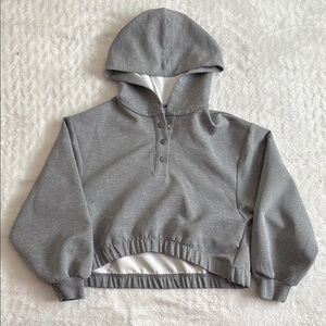 Zara Gray Hooded Sweatshirt with Button Detail